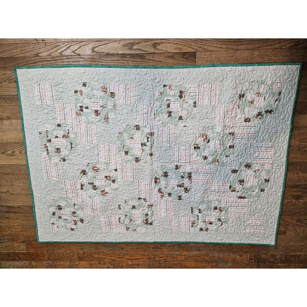 Homemade Baby Quilt With Sleep Tight Mint Design. Sewed In The Cloud Stitch